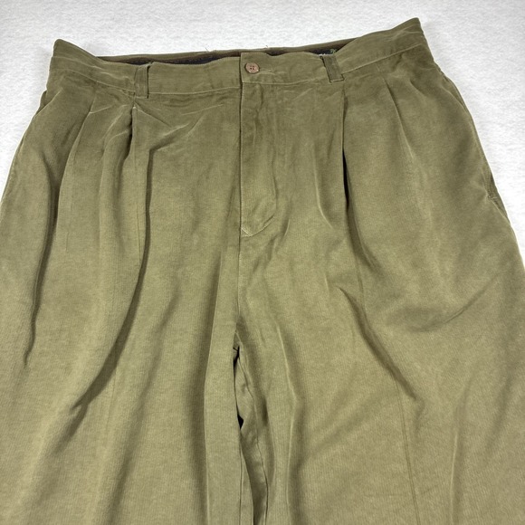 Tommy Bahama Men's Silk Pleated Dress Pants 36x27 Khaki Green Relaxed Fit - Picture 4 of 14